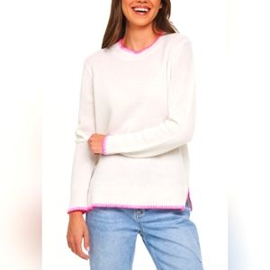 NWT FILORO womens cashmere whip stitch crewneck sweater size Small
